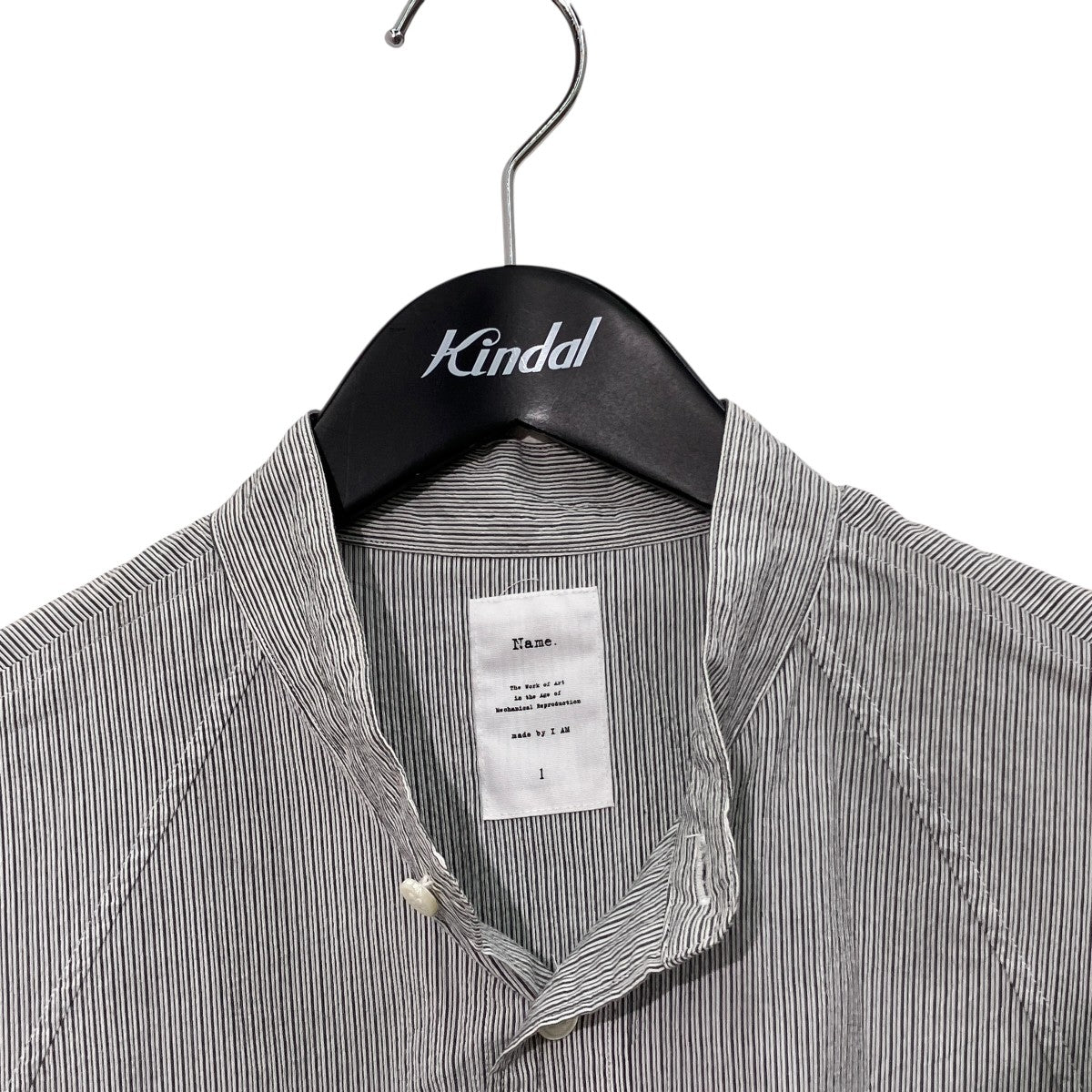 21SSFINX LIGHT CODE LANE PIN STRIPE BAND COLLAR SHIRTストライプバンドカラーシャツNMSH-21SS-004