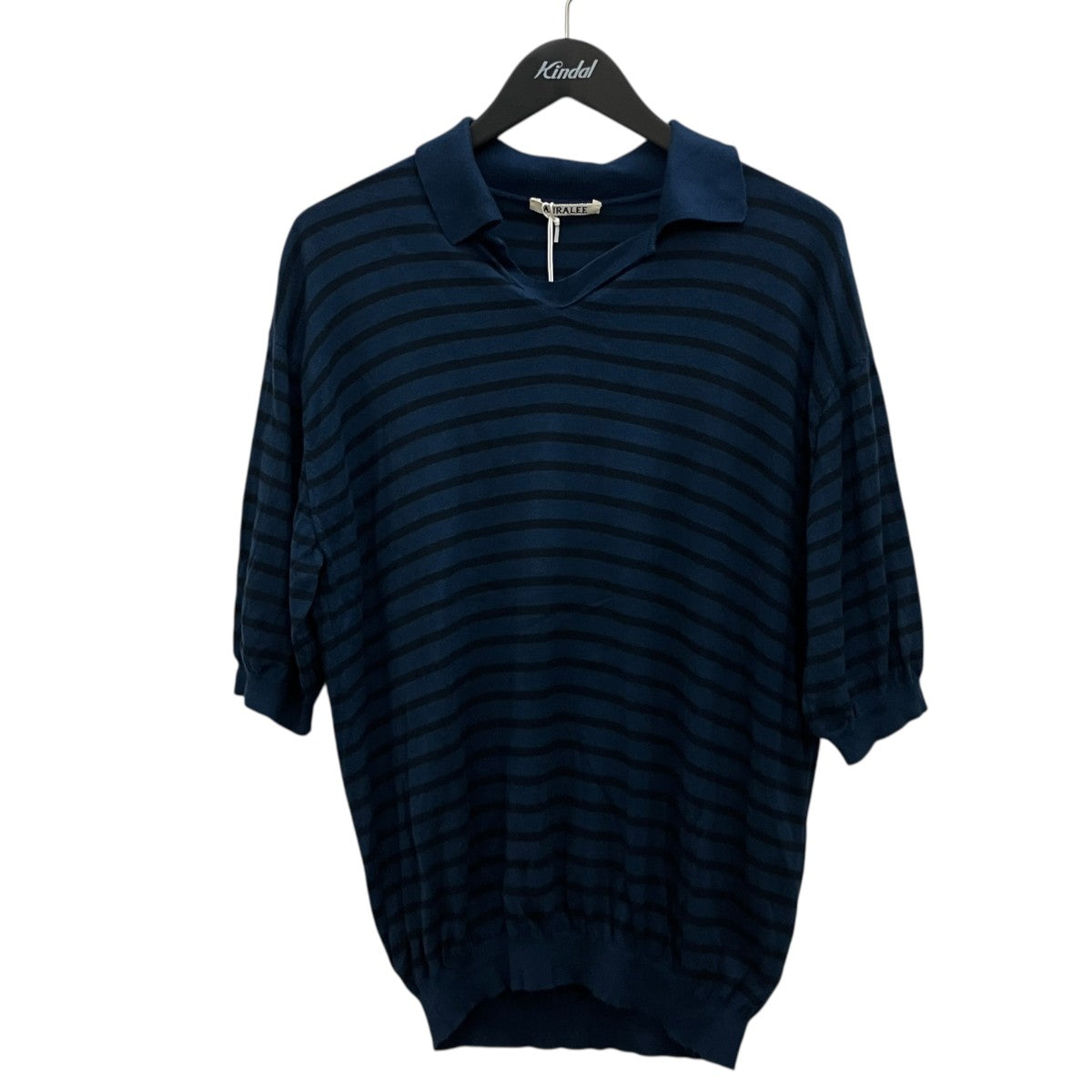 AURALEE 26SS【HIGH GAUGE COTTON KNIT SKIPPER POLO】ボーダースキッパーポロA26SP01SB
