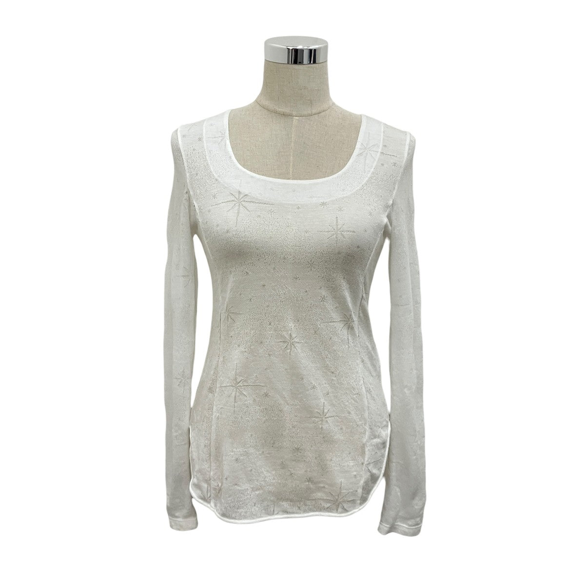 新品 Starry Jersey Square Neck Sheer Top 白 mame kurogouchi(マメクロゴウチ) 26SS【STARRY JERSEY SQUARE NECK