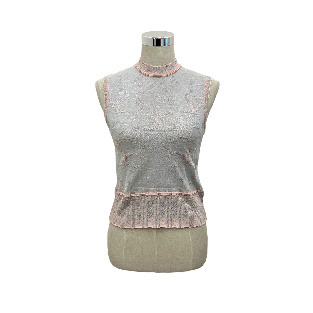 26SS【LAYERED JACQUARD SLEEVELESS KNIT TOP】ジャガードスリーブレスニットMM26SS-KN088