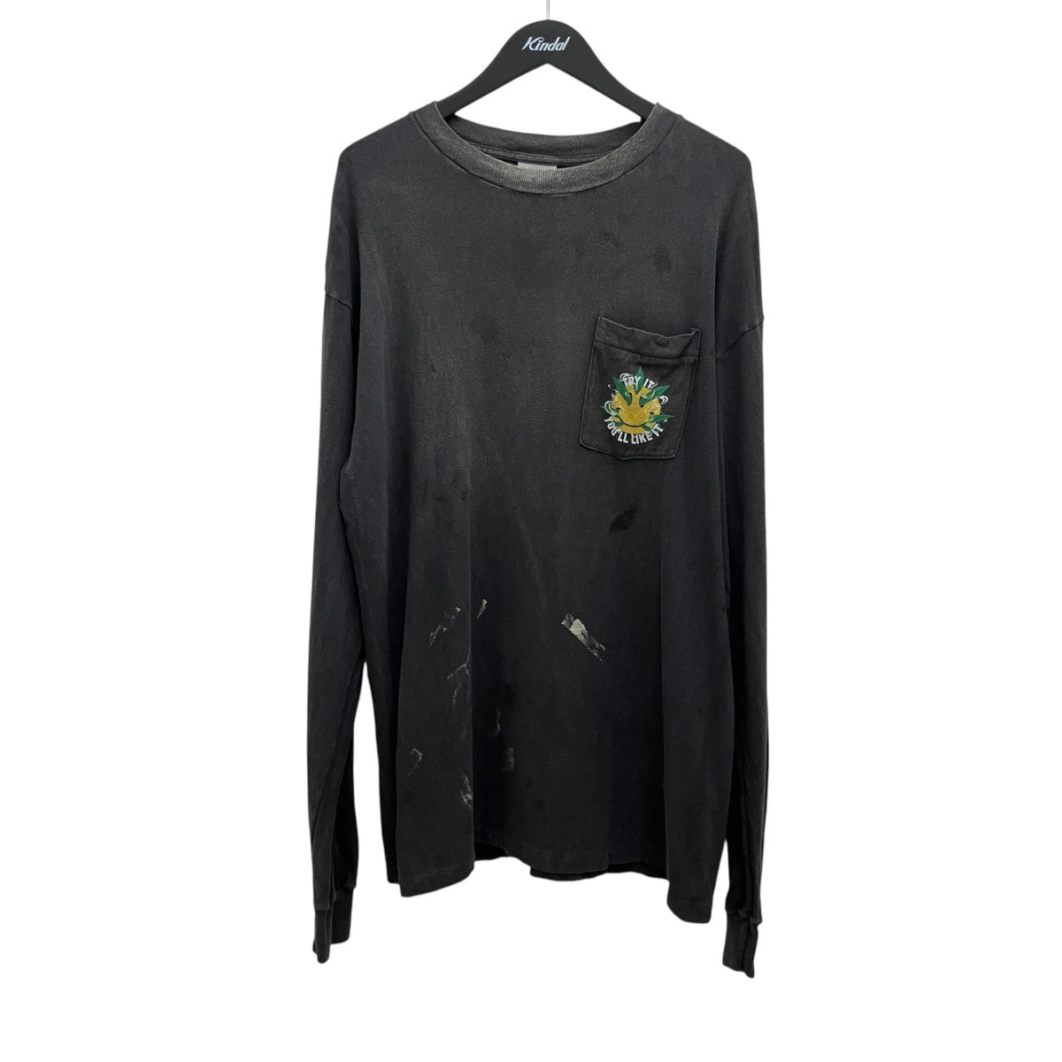 【SNAKE LONG SLEEVE】ダメージ加工 スネイクプリント ポケットTシャツRE-CO-BK-00-00-282