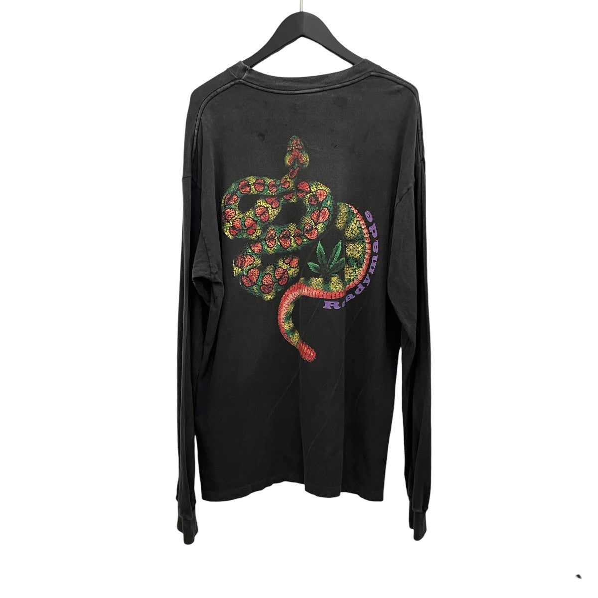 【SNAKE LONG SLEEVE】ダメージ加工 スネイクプリント ポケットTシャツRE-CO-BK-00-00-282