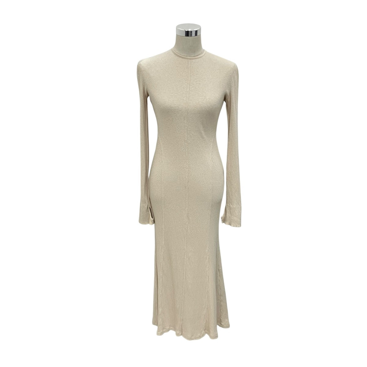 【CREW NECK OPEN BACK RIBBED JERSEY DRESS】オープンバックリブニットワンピースMM22SS-JS026