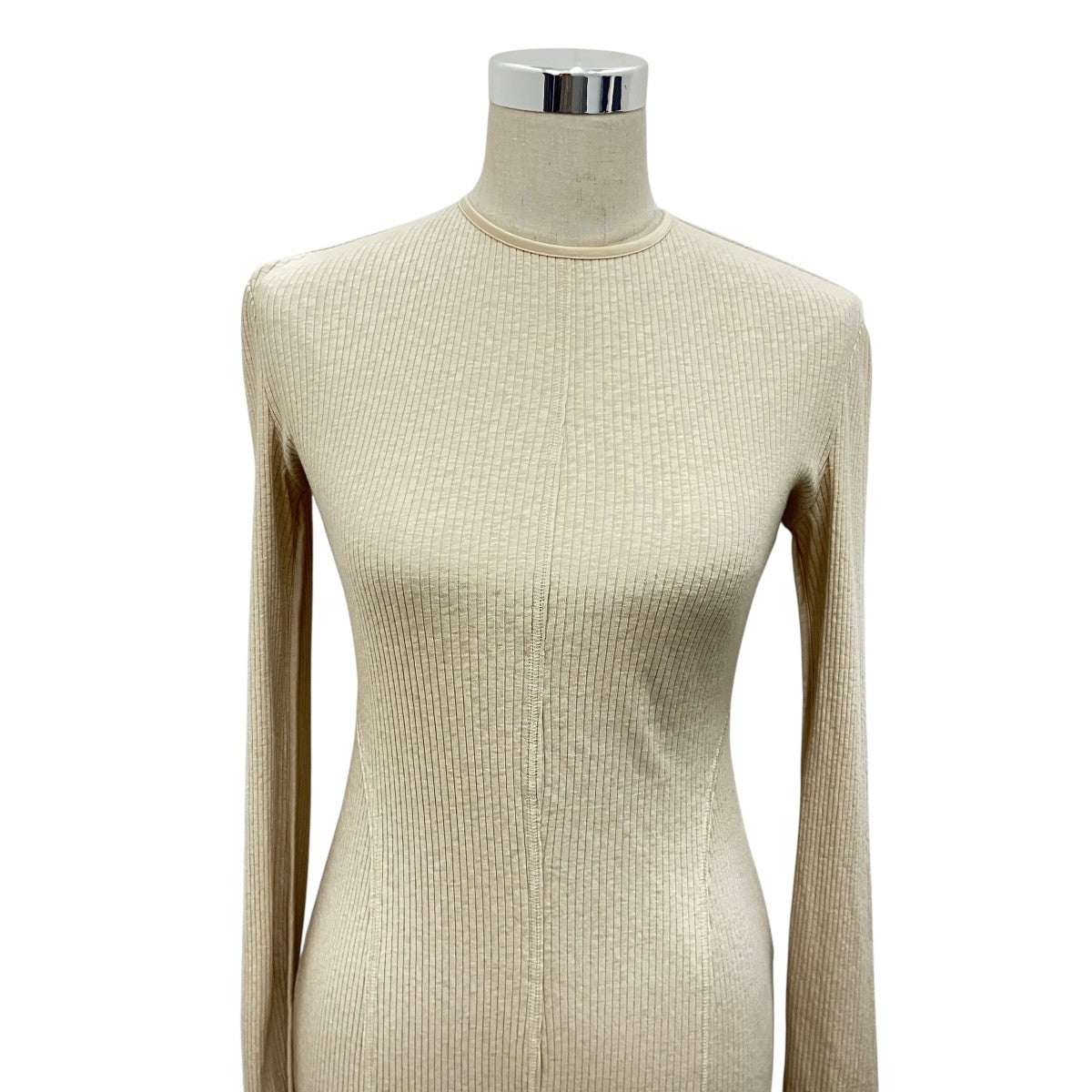【CREW NECK OPEN BACK RIBBED JERSEY DRESS】オープンバックリブニットワンピースMM22SS-JS026