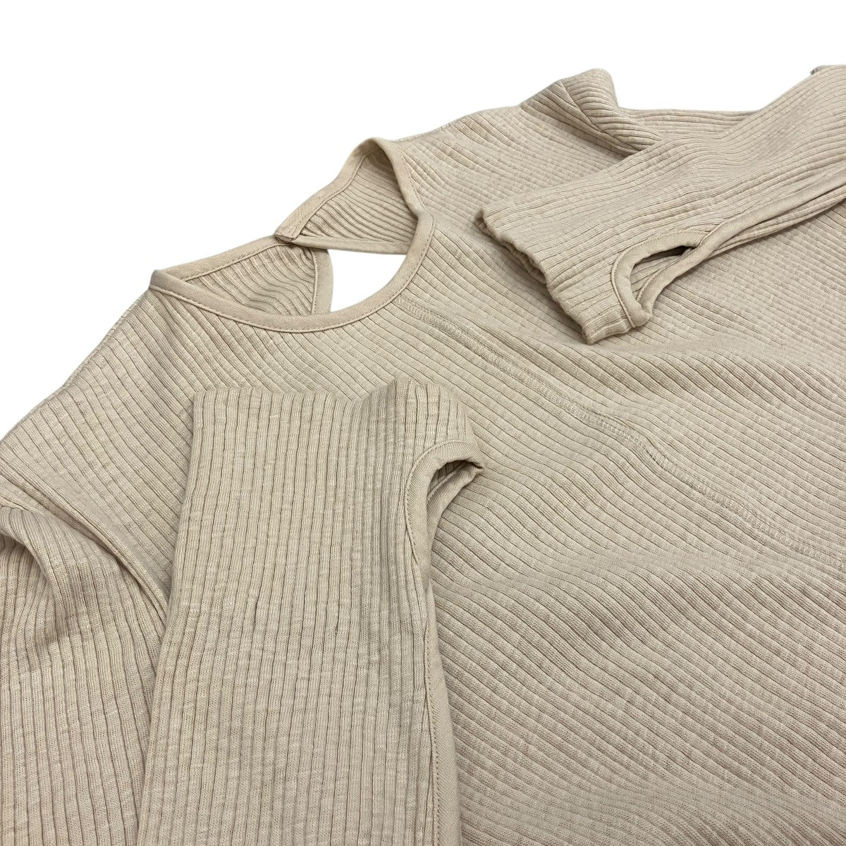 【CREW NECK OPEN BACK RIBBED JERSEY DRESS】オープンバックリブニットワンピースMM22SS-JS026