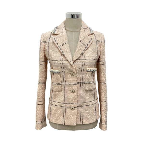 CHANEL シャネル ツイード ココマーク シェルボタン ジャケット 38 CHANEL(シャネル) ココマークボタンツイードジャケットP71173 P71173