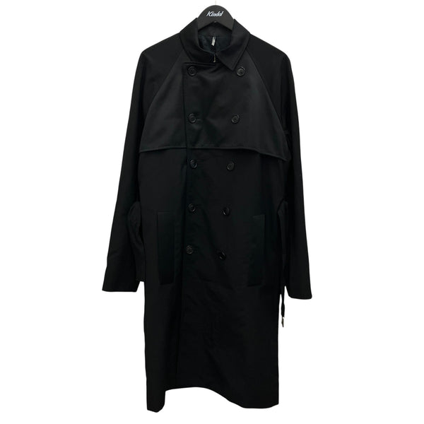 Dior 黒 シルク100% トレンチコート Dior Homme(ディオールオム) 14AWサテン切替トレンチコート