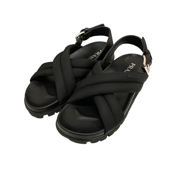PRADA 黒 サンダル クロスストラップ 美品 箱付 PRADA(プラダ) クロスストラップサンダル261 261 ブラック サイズ 36 1