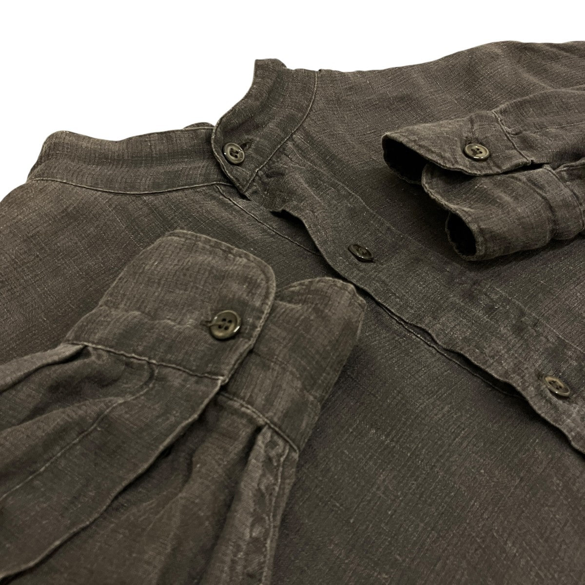 【LINEN W CLOTH PULLOVER】リネンバンドカラーシャツR01-02003