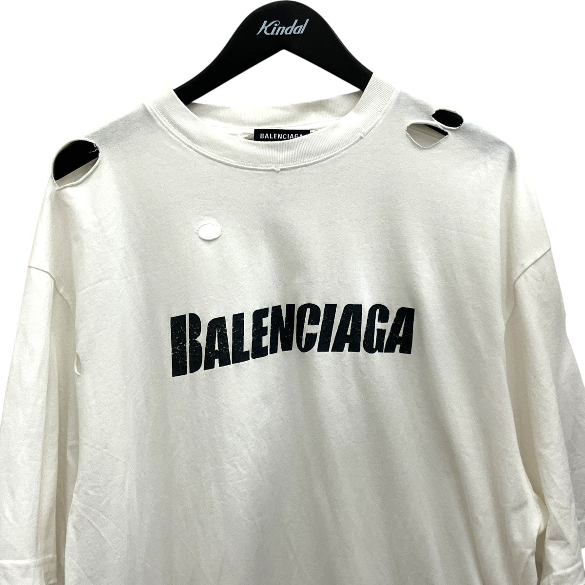 BALENCIAGA(バレンシアガ) デストロイ ロゴプリントTシャツ651795