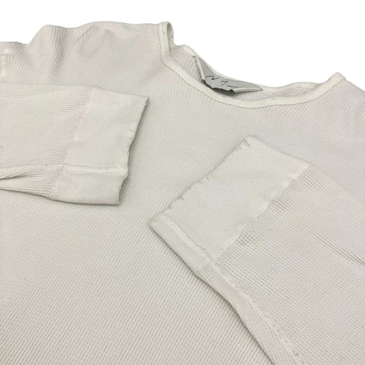 【ANCELLM DAMAGE WAFFLE CREW LS T-SHIRT 】ワッフルカットソーANC-CT134