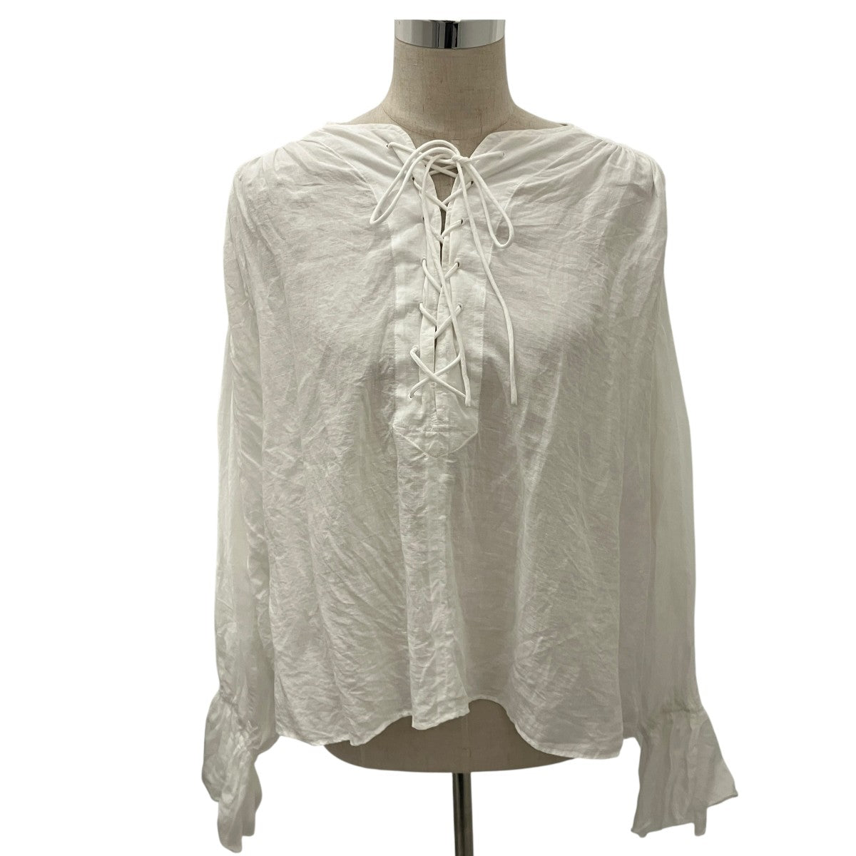 【LINEN LACE UP BLOUSE 】リネンレースアップブラウスB1152AFB321