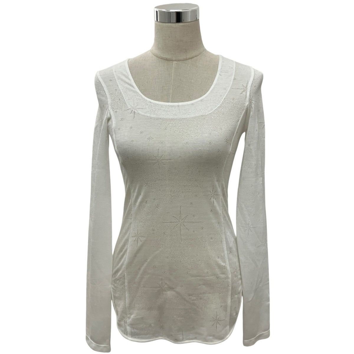 mame kurogouchi 26SS【Starry Jersey Square Neck Sheer Top】シアートップMM26SS-JS026 古着・中古-1枚目のアイテム画像