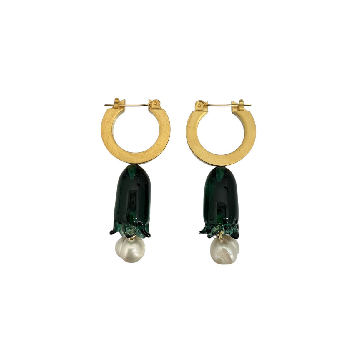 26AW【FLORAL MOTIF GLASS EARRINGS】ピアスMM26FW-AC308