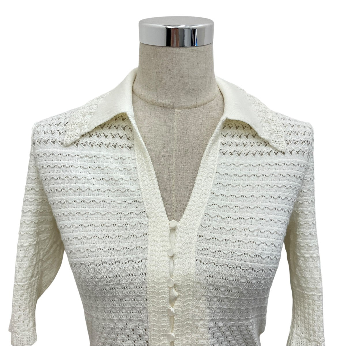 【LACE KNITTED TOP】半袖ニットMM23PF-KN728
