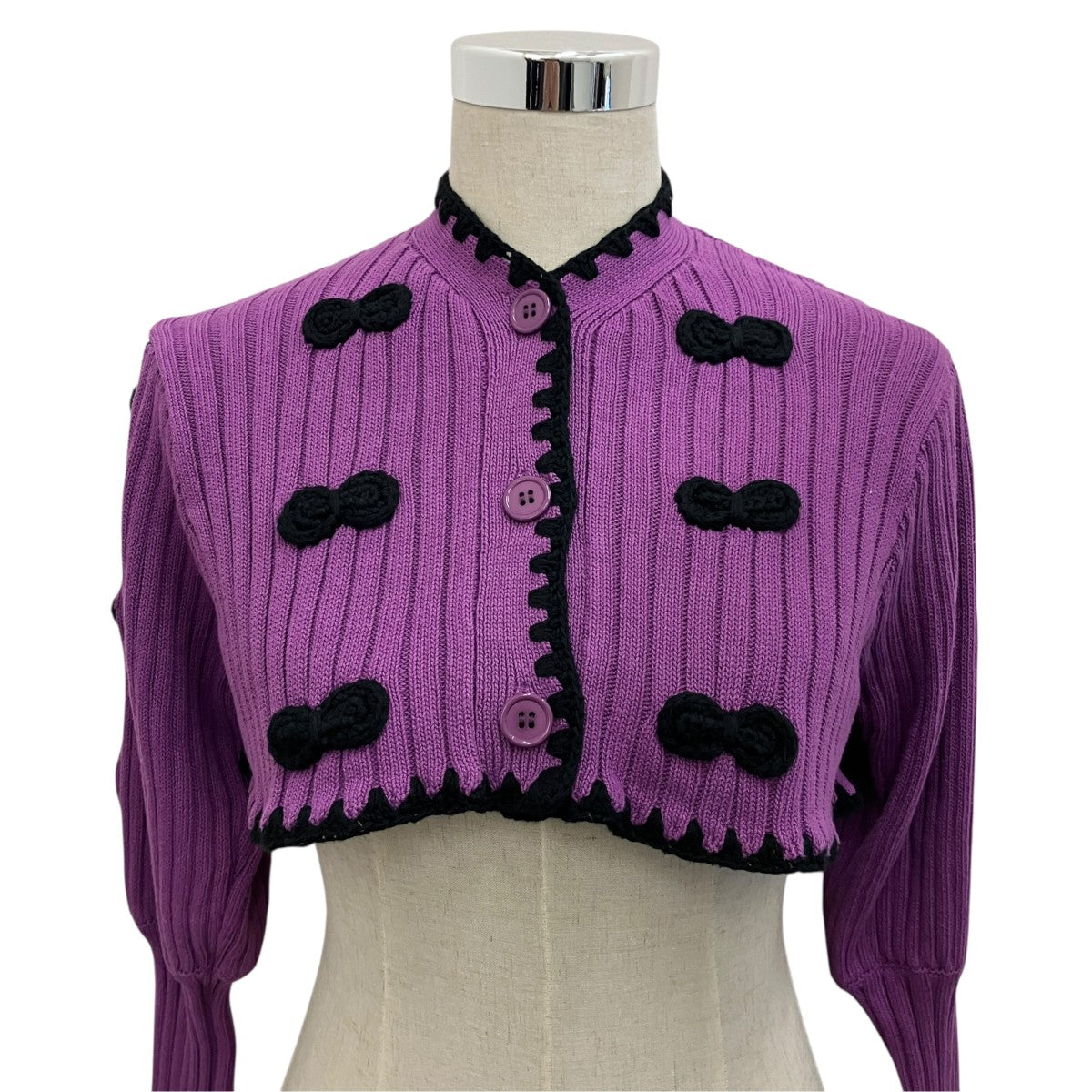 【RIBBON CROPPED KNIT CARDIGAN】クロップドカーディガン23104025