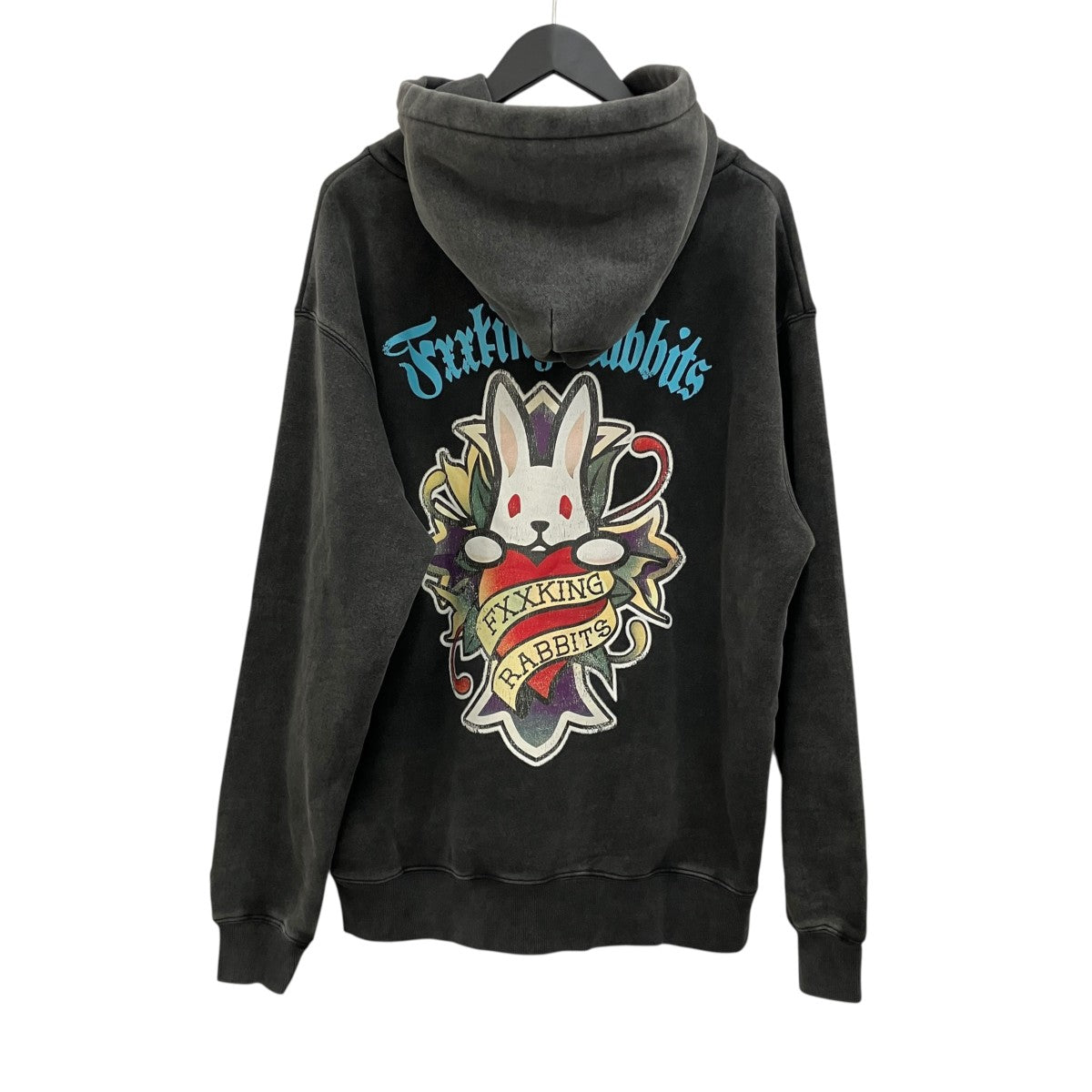 【FROST WASH CROSS RABBITS TATTOO HOODIE】プリントフーディー