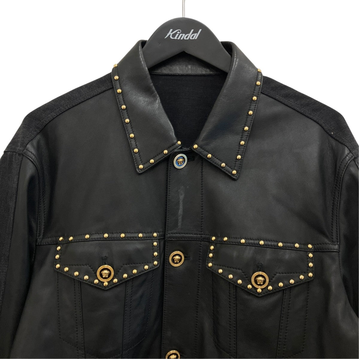 VERSACE(ヴェルサーチ) デニム切替レザースタッズジャケット431 070