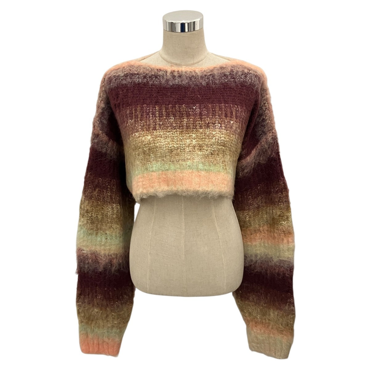 【Gradient Stripe Top and Scarf】クロップドニット0123030511