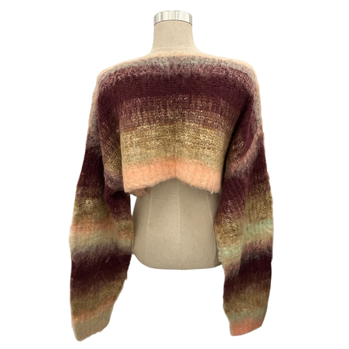 【Gradient Stripe Top and Scarf】クロップドニット0123030511