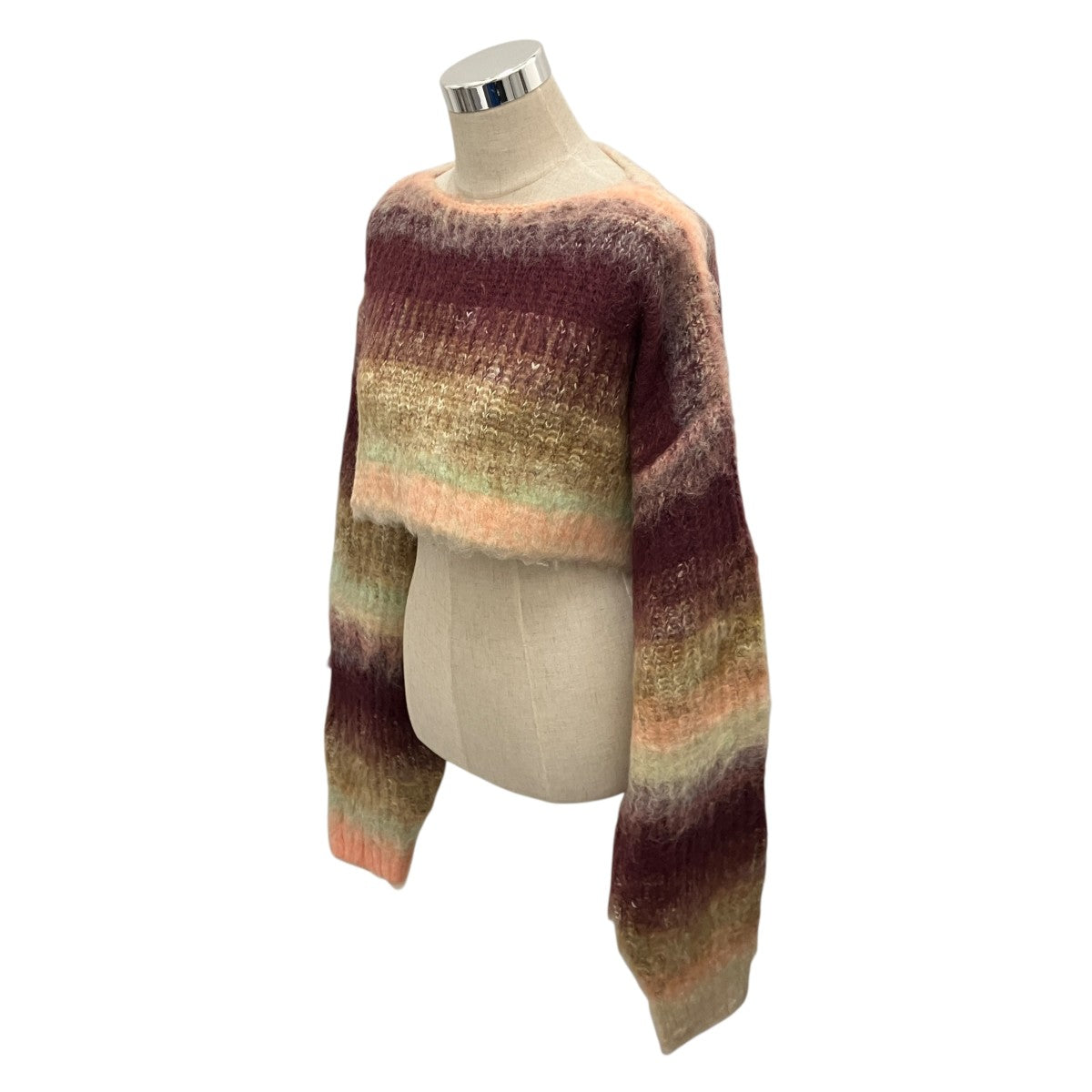 【Gradient Stripe Top and Scarf】クロップドニット0123030511