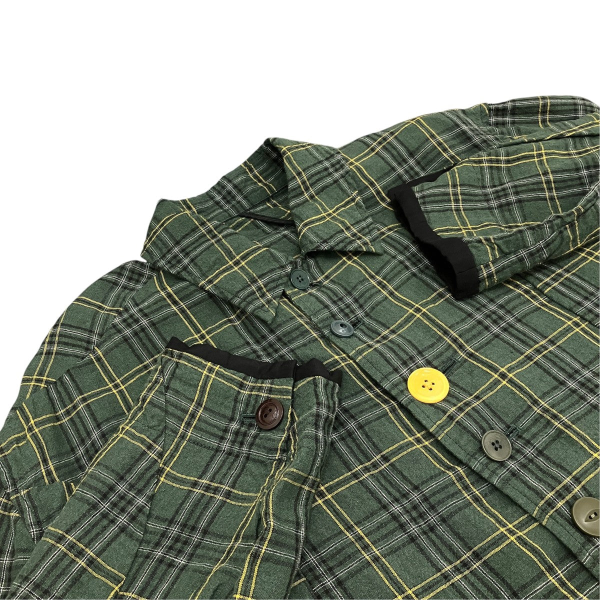 UNDERCOVER 26SS【but beautiful 4．5】チェックシャツコートロゴ ラベル パッチ LinenチェックオープンカラーコートUC1F4302 古着・中古-5枚目のアイテム画像