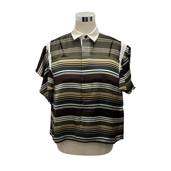 sacai 新品 切り替えプルオーバーシャツ sacai(サカイ) 【HORIZONTAL STRIPE PULLOVER】プルオーバー半袖シャツ