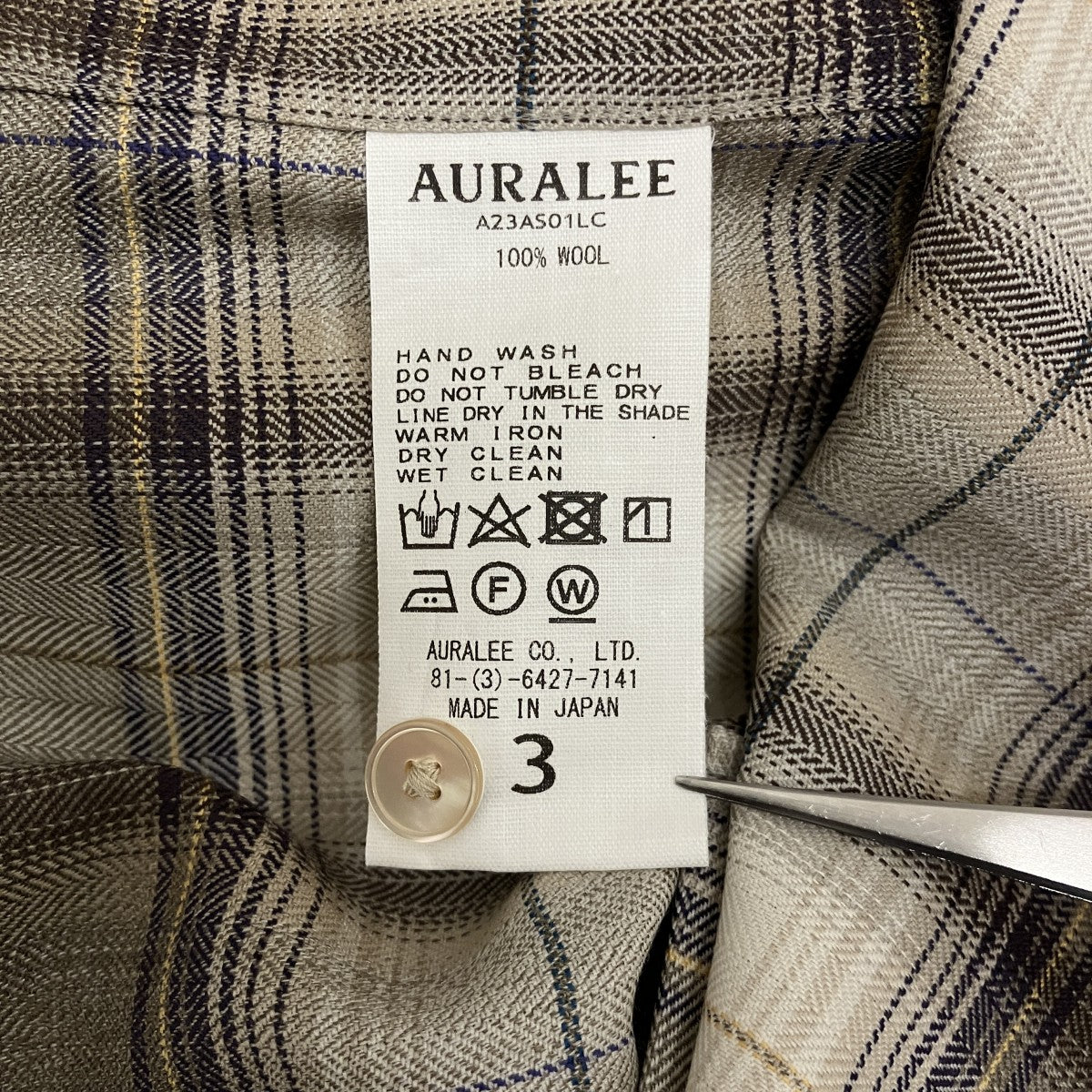 【SUPER LIGHT WOOL CHECK SHIRT】ウールチェックシャツA23AS01LC