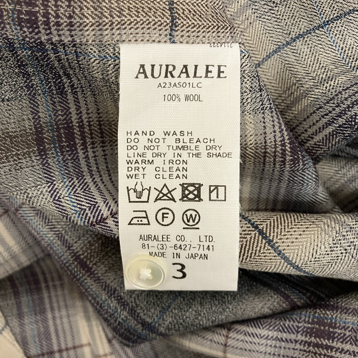【SUPER LIGHT WOOL CHECK SHIRT】ウールチェックシャツA23AS01LC