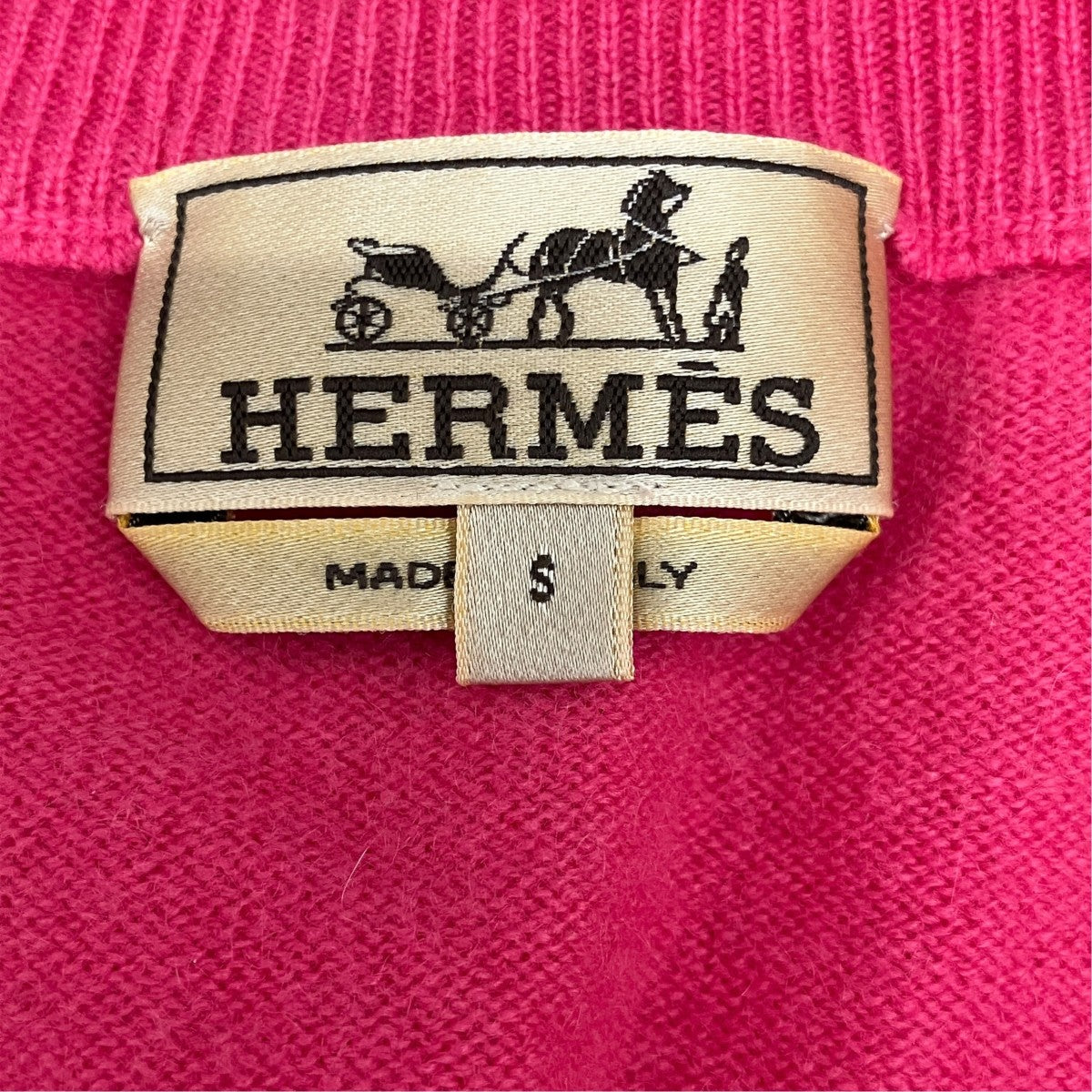HERMES カシミヤVネックニット 古着・中古-6枚目のアイテム画像