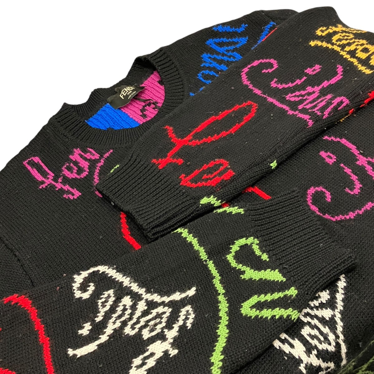 FENDI×Noel Fielding グラフィック総柄 プルオーバー ニットFZY463 古着・中古-5枚目のアイテム画像