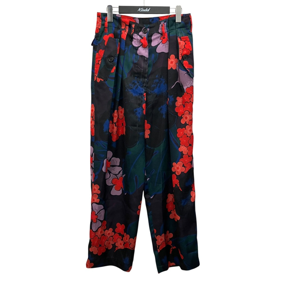 DRIES VAN NOTEN フラワーパターン タックワイドパンツ71-04-04-04020 古着・中古-1枚目のアイテム画像