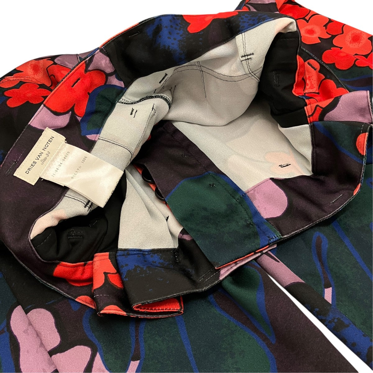 DRIES VAN NOTEN フラワーパターン タックワイドパンツ71-04-04-04020 古着・中古-6枚目のアイテム画像