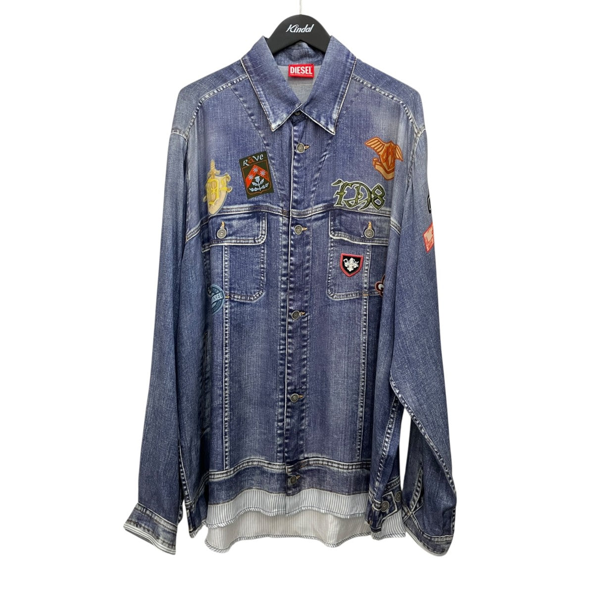 DIESEL 【S-SIMPLY-PATCH】フェイクパッチデジタルプリントシャツA227680BKCU 古着・中古-1枚目のアイテム画像