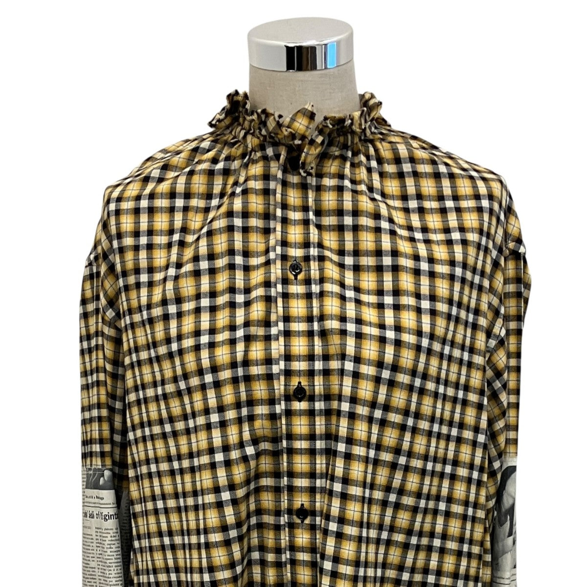 BALENCIAGA ニュースペーパーチェックシャツ528697 古着・中古-3枚目のアイテム画像