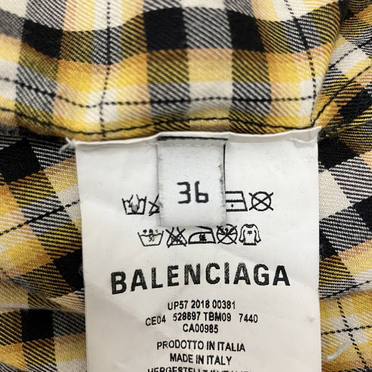 BALENCIAGA ニュースペーパーチェックシャツ528697 古着・中古-6枚目のアイテム画像