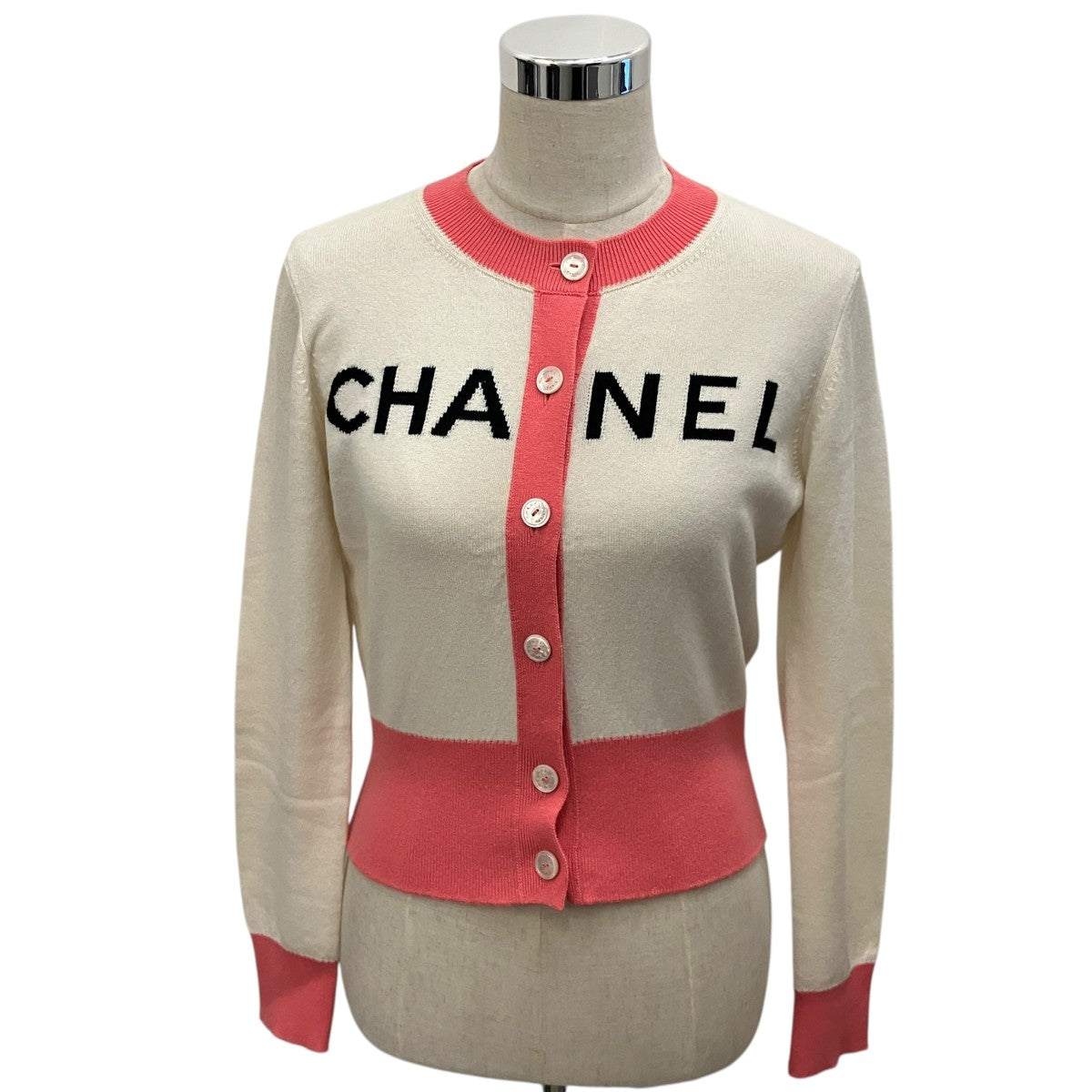【Logo Bi-Color Cashmere Cardigan】カシミヤロゴカーディガンP61427K46799