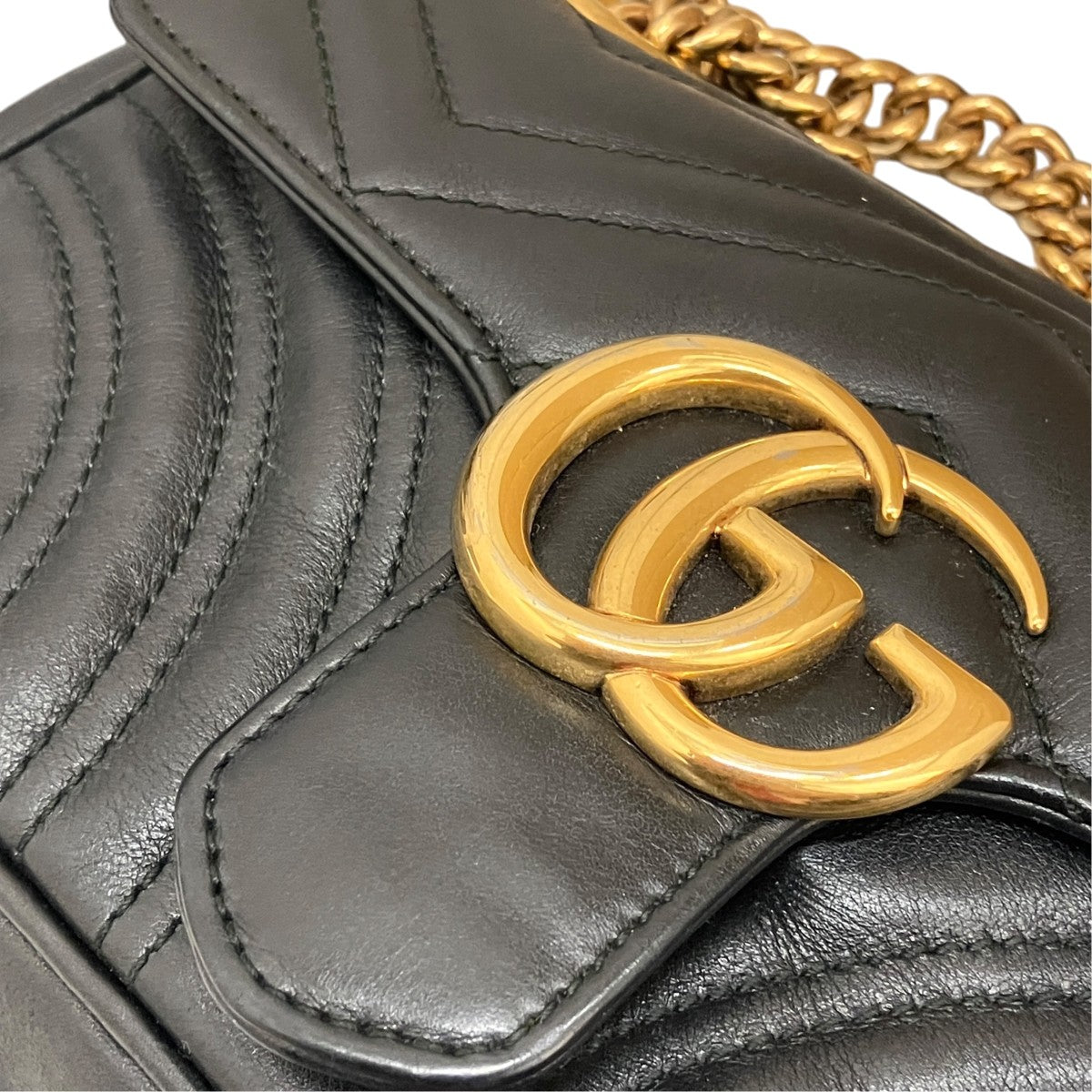 GUCCI GGマーモント フラップ レザー キルティング ショルダーバッグ446744 古着・中古-8枚目のアイテム画像