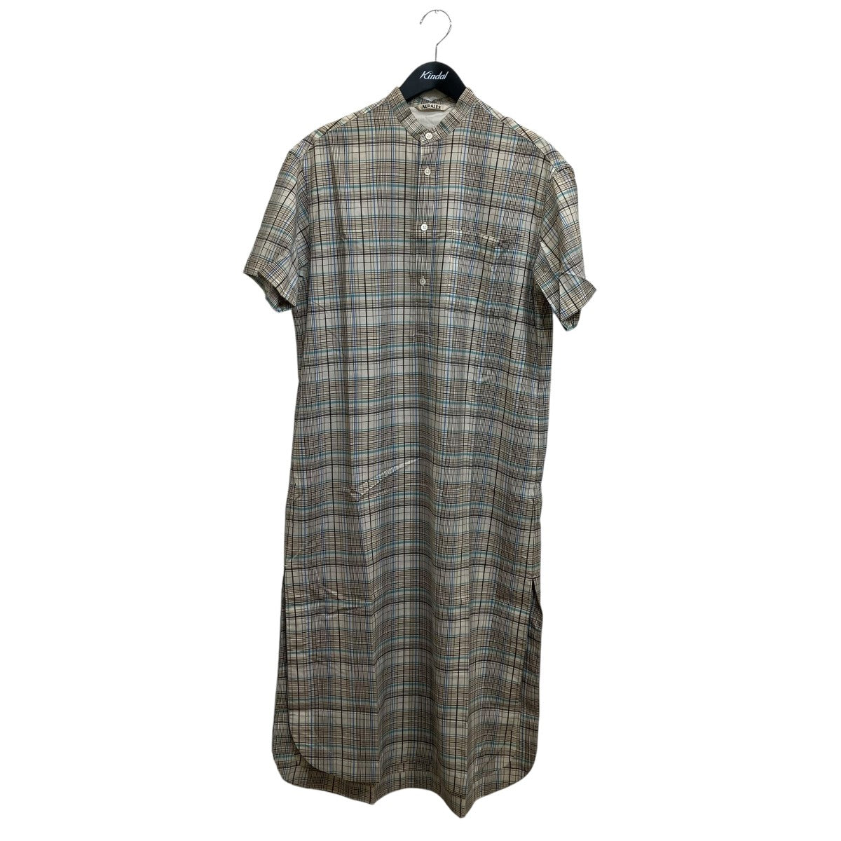 AURALEE SUPER LIGHT WOOL CHECK HALF SLEEVED ONE-PIECEチェックシャツワンピースA9SD03LC 古着・中古-1枚目のアイテム画像