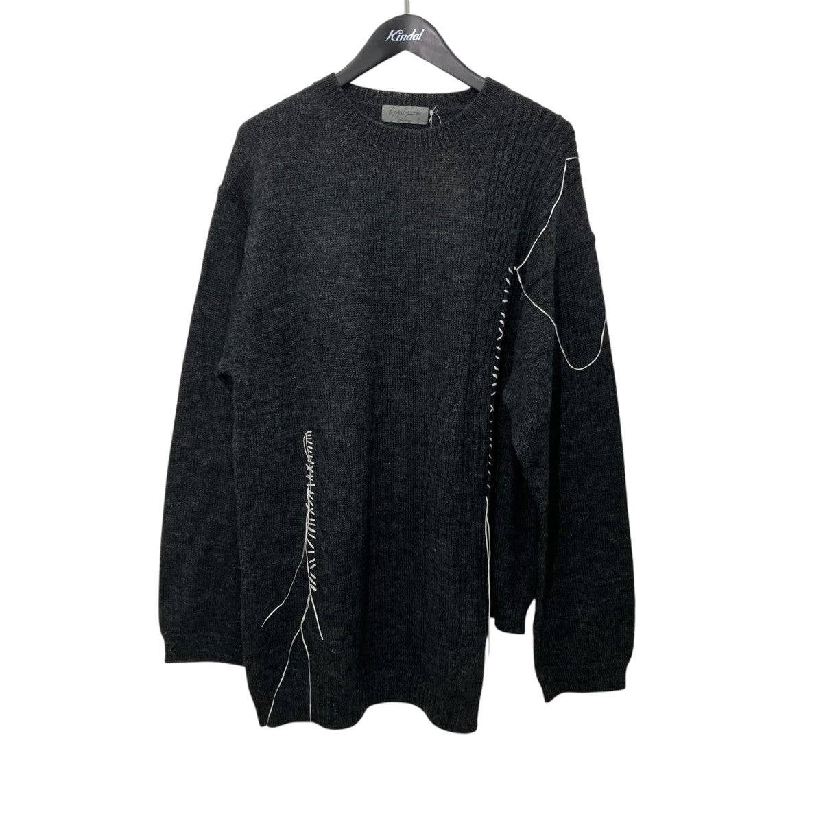 Yohji Yamamoto pour homme 刺繍 丸首 POプルオーバーニットHL-K25-196 古着・中古-1枚目のアイテム画像