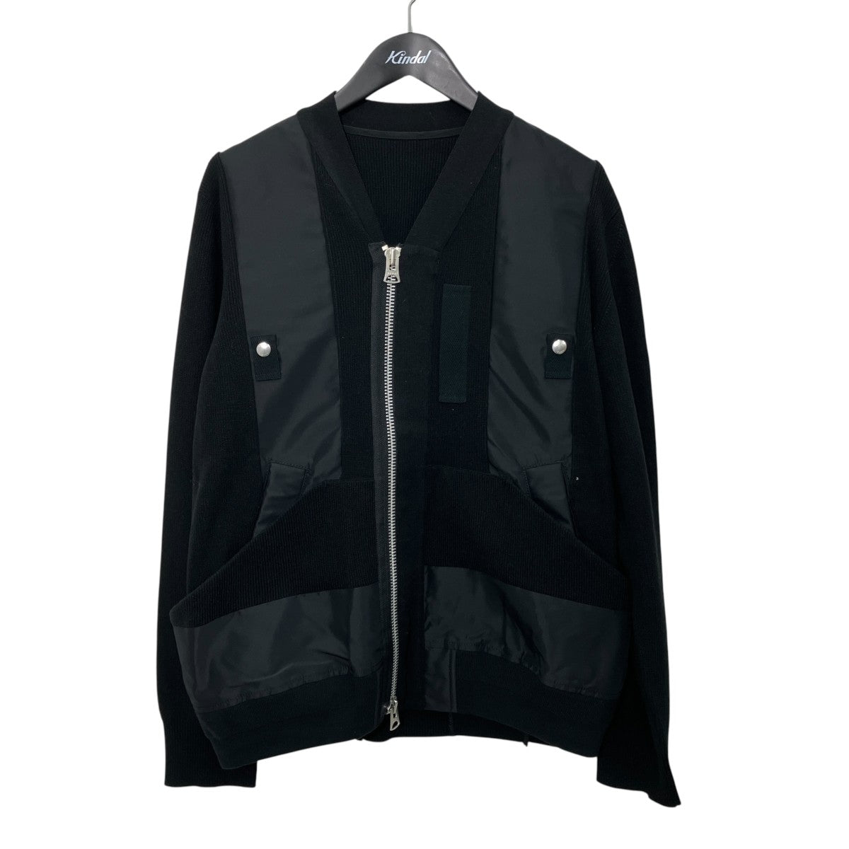 sacai Nylon Twill x Knit BlousonVネックニットジャケット25-03786M 古着・中古-1枚目のアイテム画像
