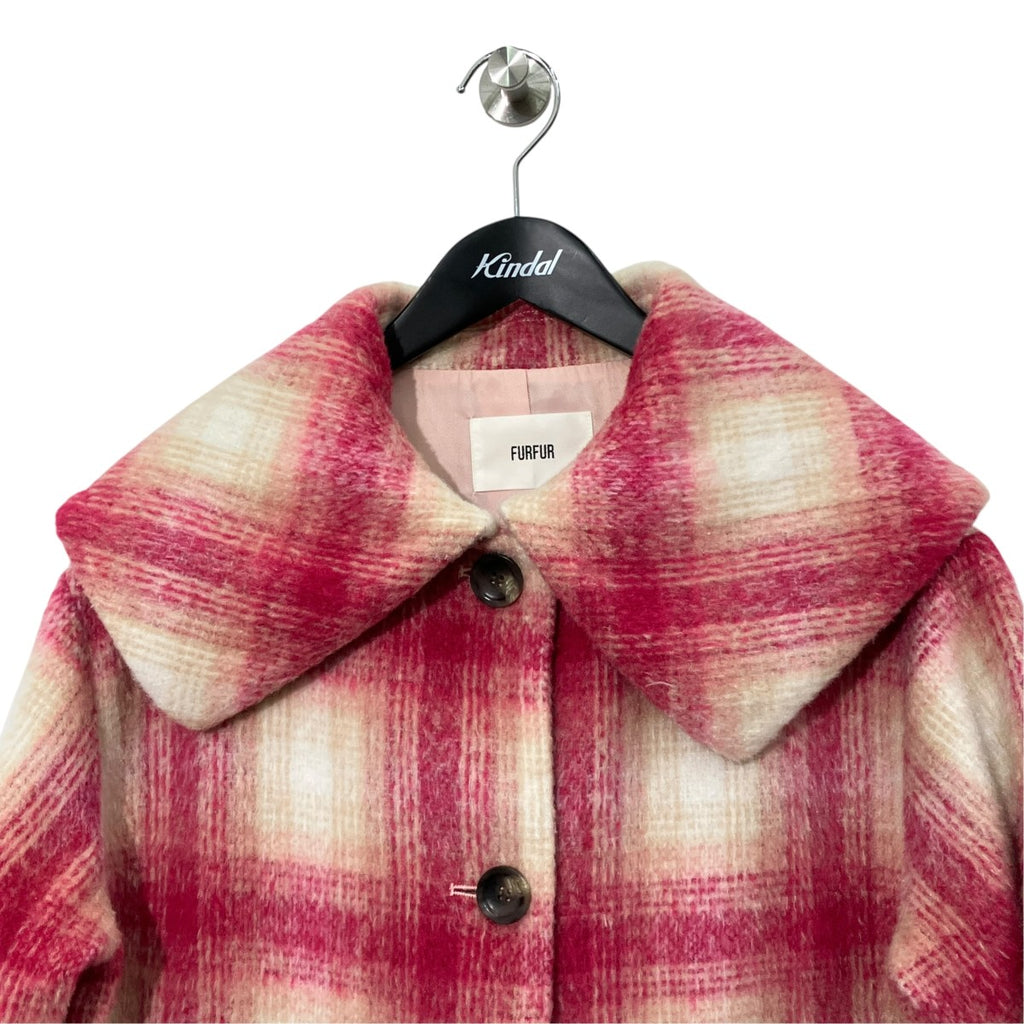 furfur(ファーファー) ビッグカラーチェックコートRWFC214016 