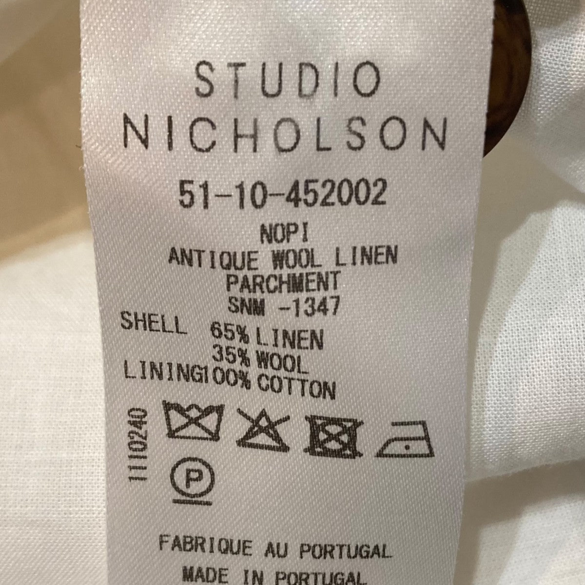 STUDIO NICHOLSON NOPI JACKET IN PARCHMENTリネンジャケット51-10-452002 古着・中古-7枚目のアイテム画像