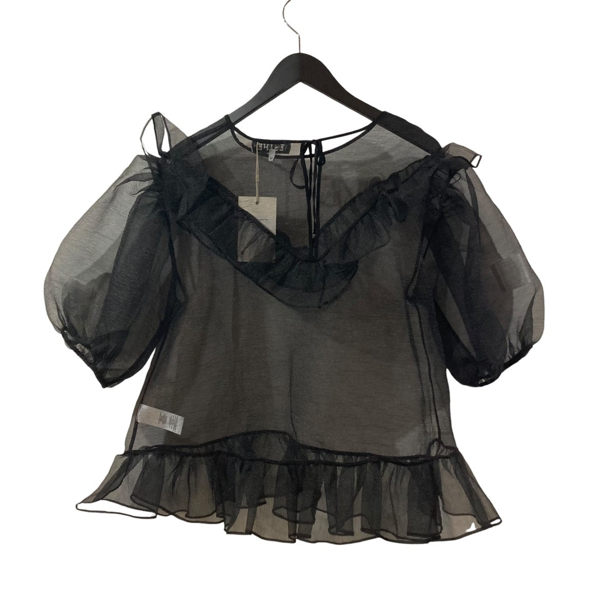 ESTHE Organza Balloon Sleeve Top半袖ブラウス252-3048a 古着・中古-2枚目のアイテム画像