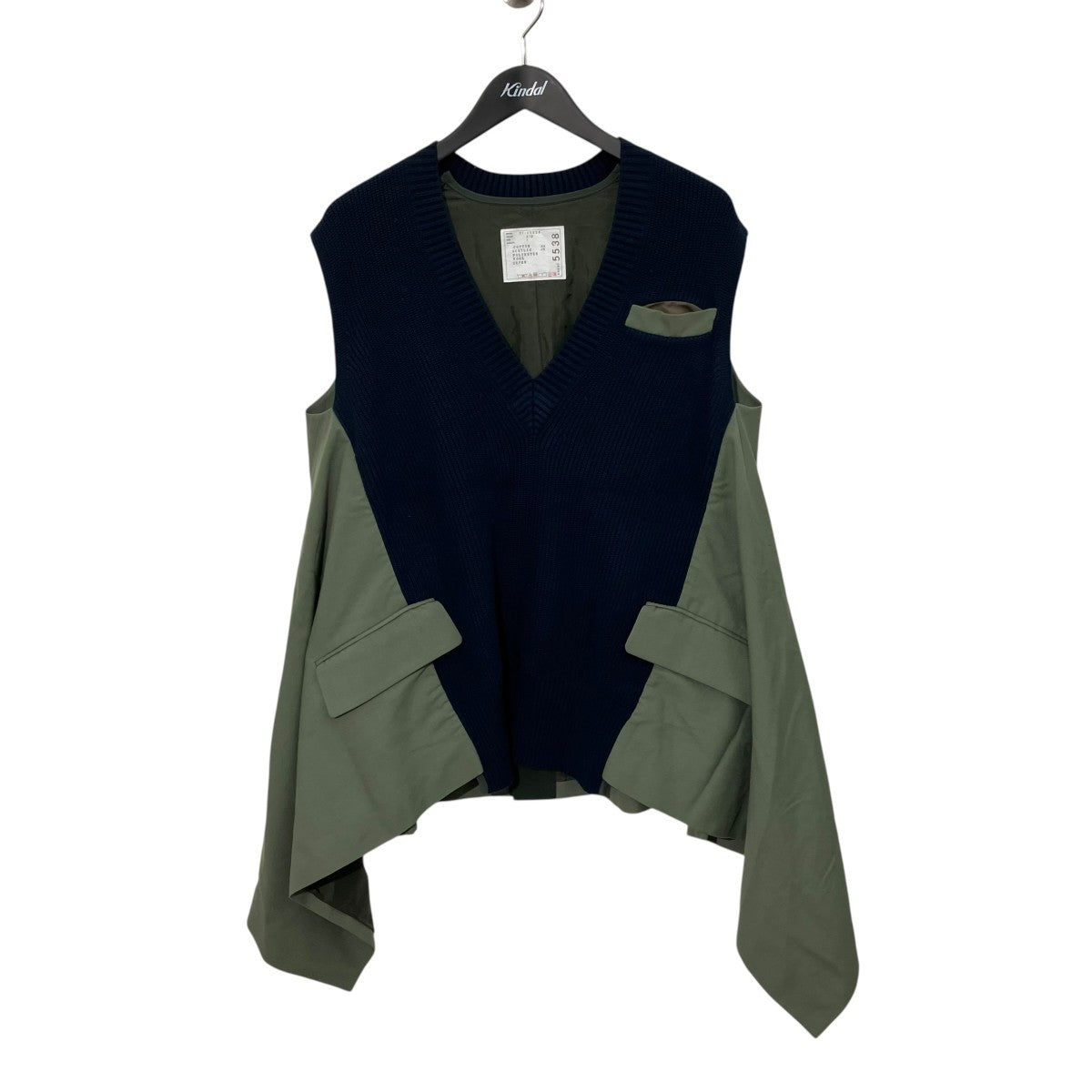 V-neck docking knitニットベスト21-05538