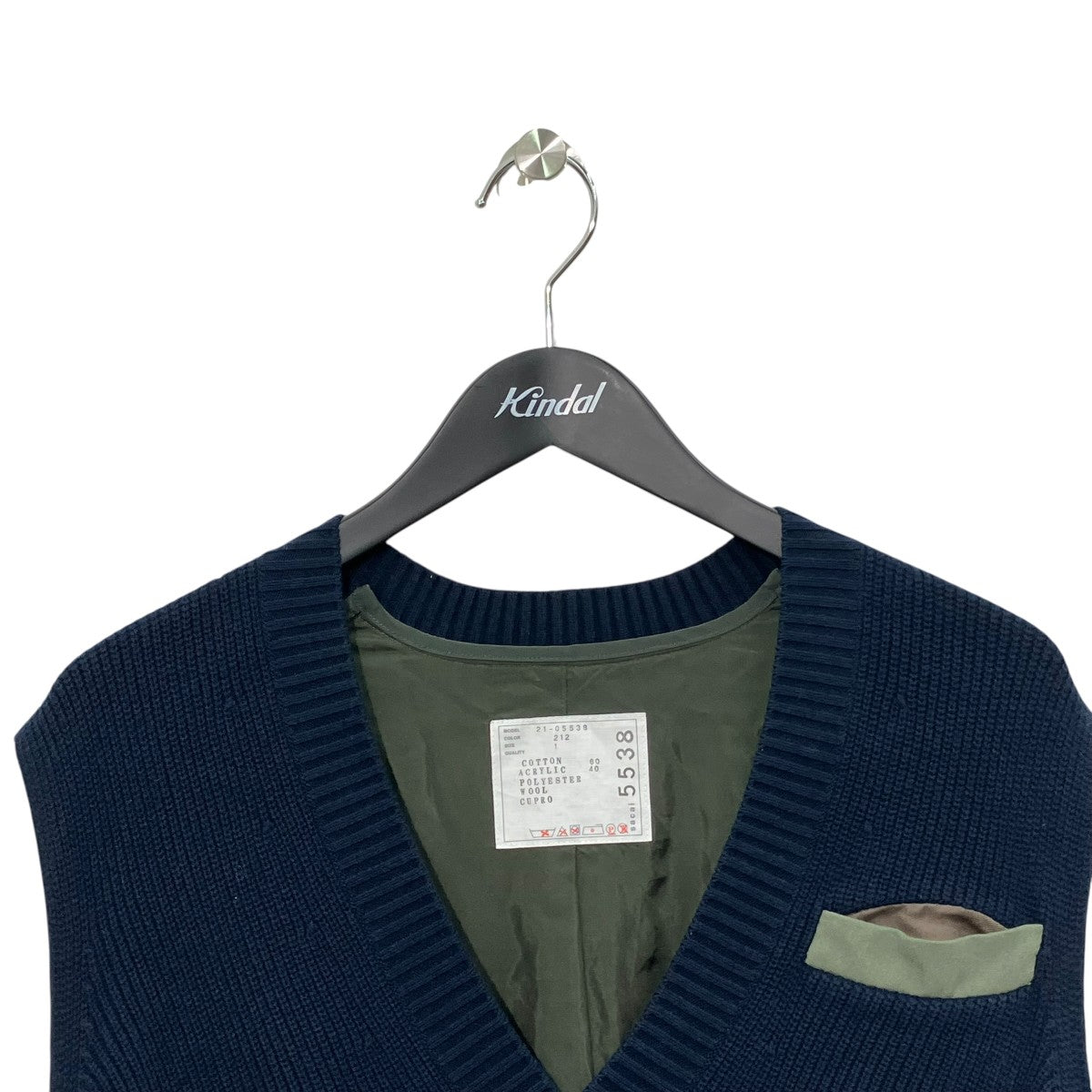 V-neck docking knitニットベスト21-05538