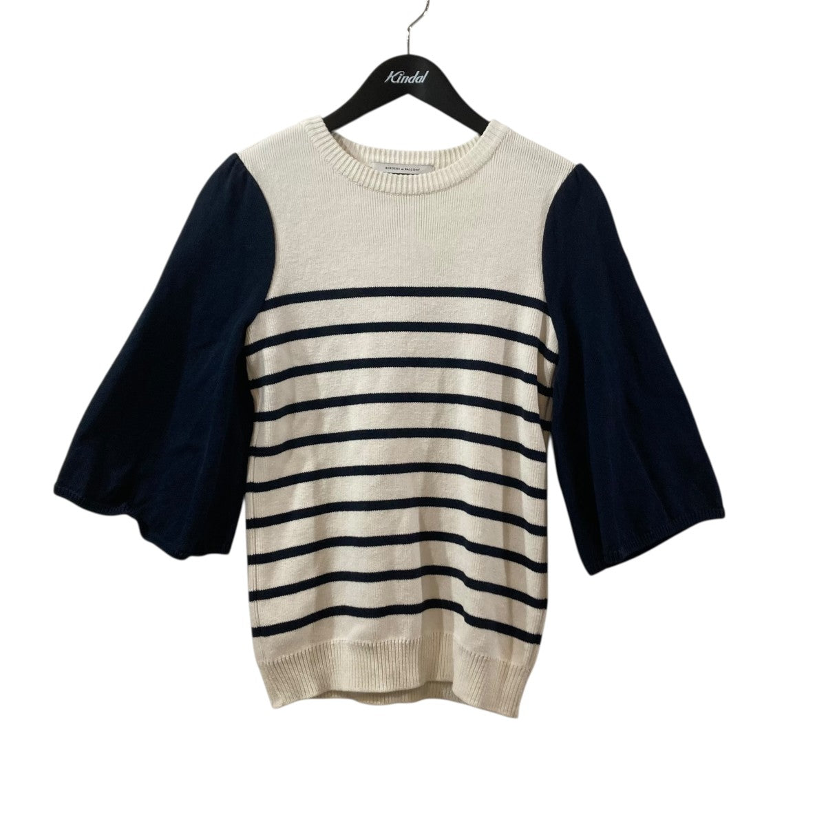 BORDERS AT BALCONY FLARE SLEEVE TOPボーダーニットBD2211-1B-05 古着・中古-1枚目のアイテム画像