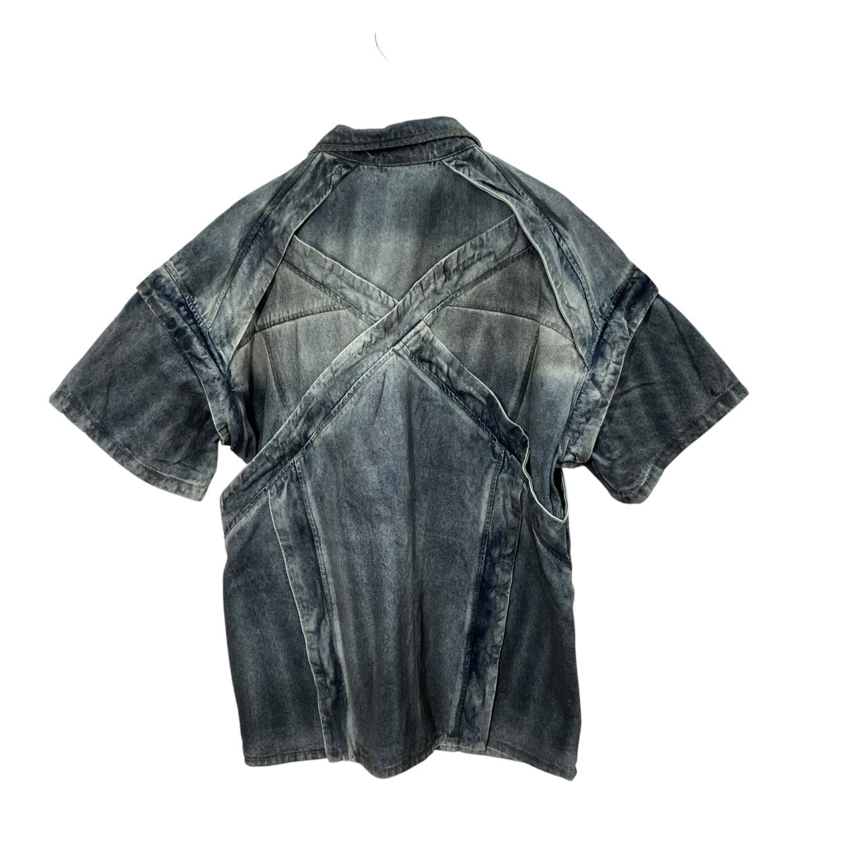 Blind／No Plan Distressed Denim Short Sleeve Shirtデニムシャツ 古着・中古-2枚目のアイテム画像