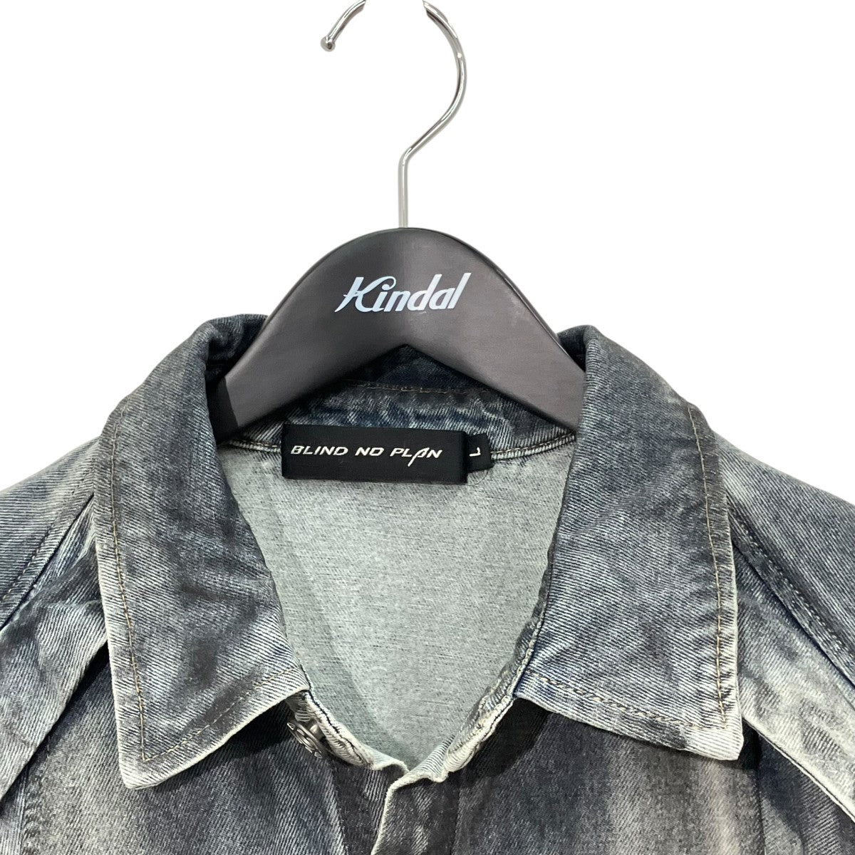 Blind／No Plan Distressed Denim Short Sleeve Shirtデニムシャツ 古着・中古-3枚目のアイテム画像