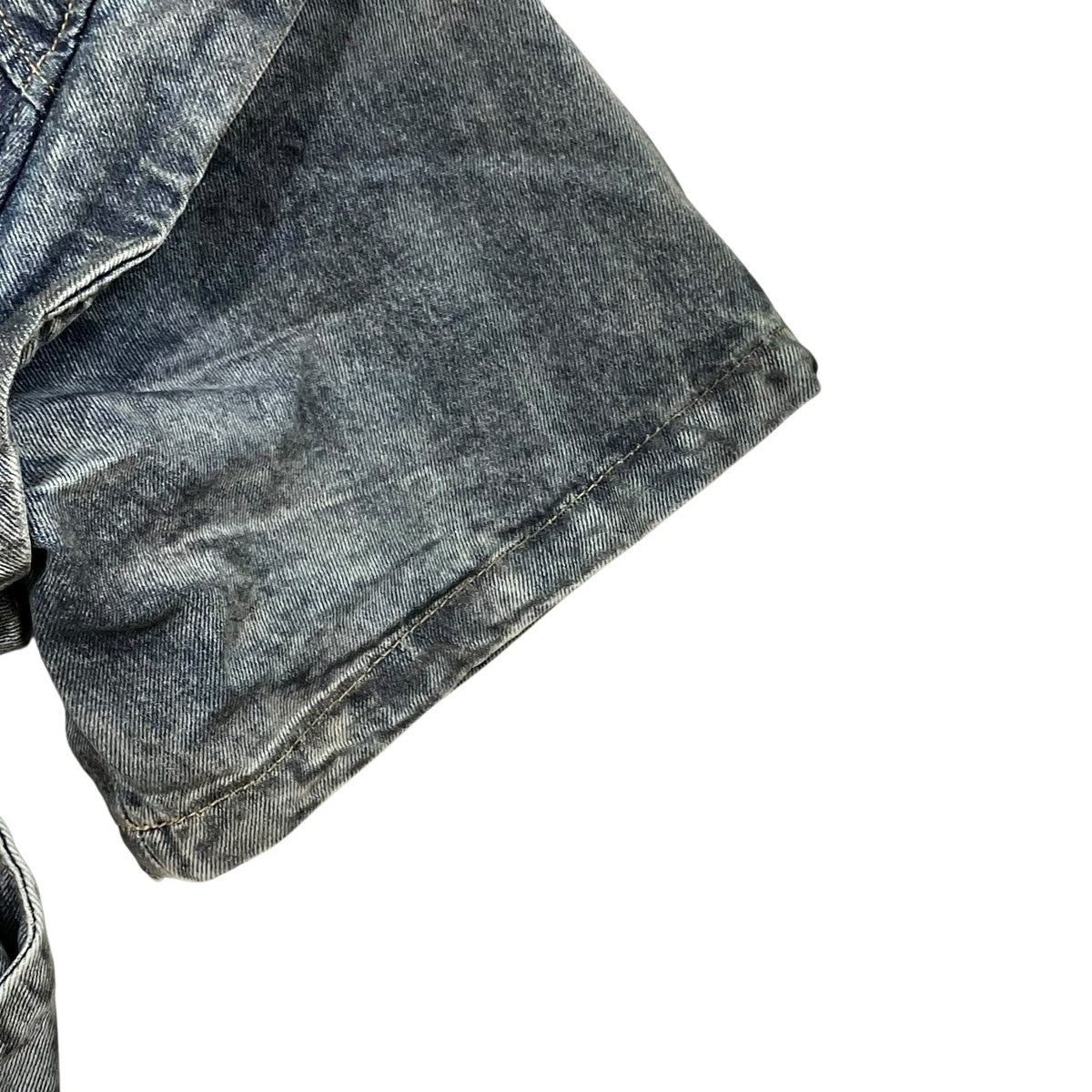 Blind／No Plan Distressed Denim Short Sleeve Shirtデニムシャツ 古着・中古-4枚目のアイテム画像